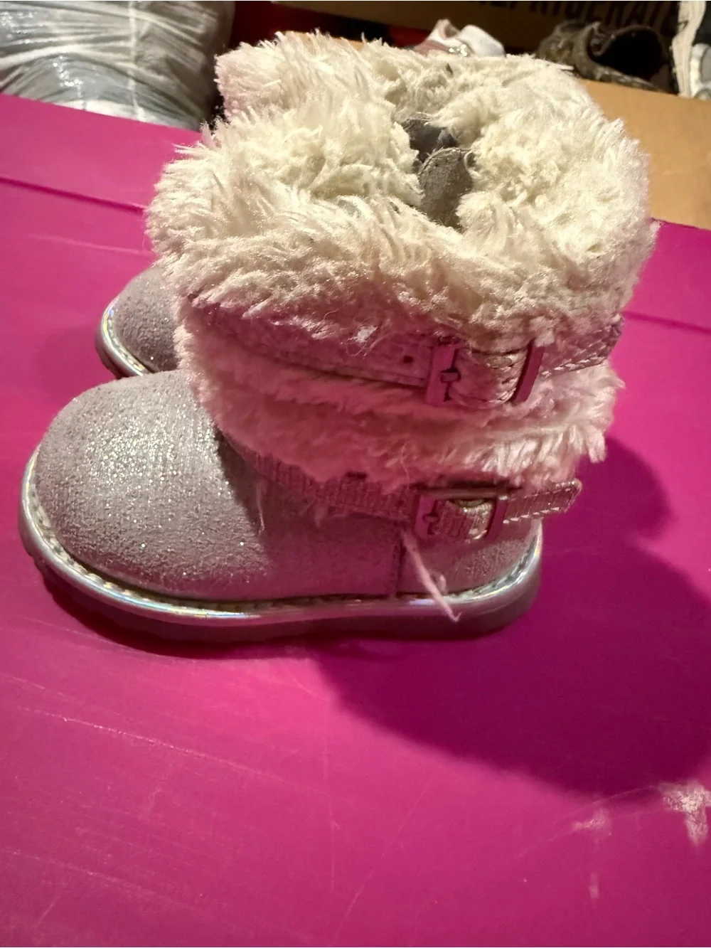 Girls' Sparkle Faux-Fur Winter Boots - White